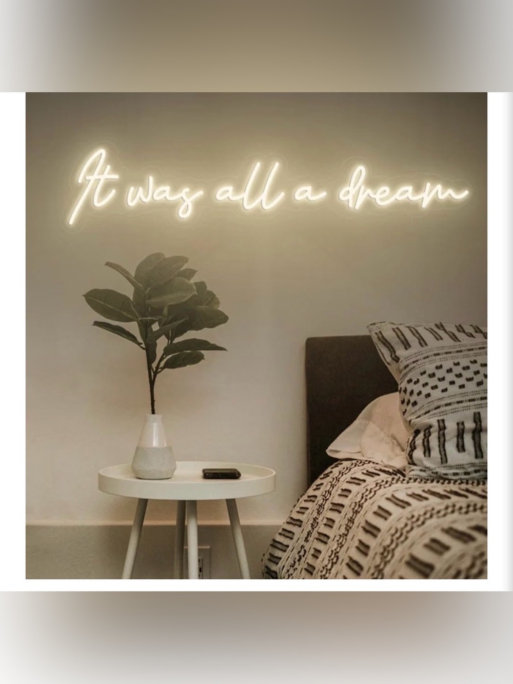 NWT* Neon Script Wall Sign - 'It Was All A Dream' in Warm White- 26”x4”